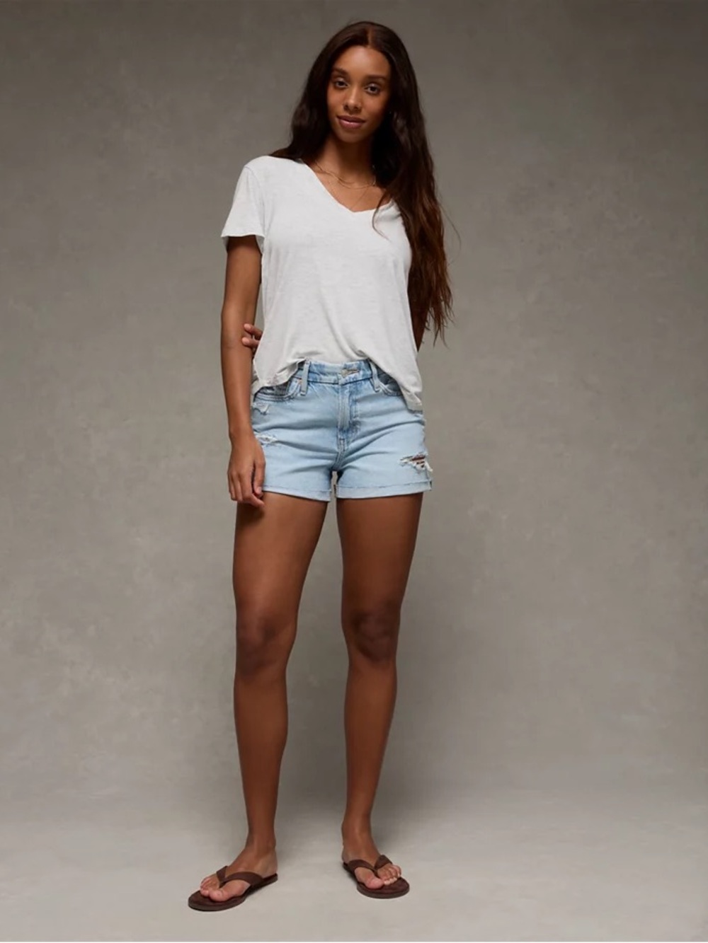 American Eagle Super High-Waisted Relaxed Denim Shorts, size 4